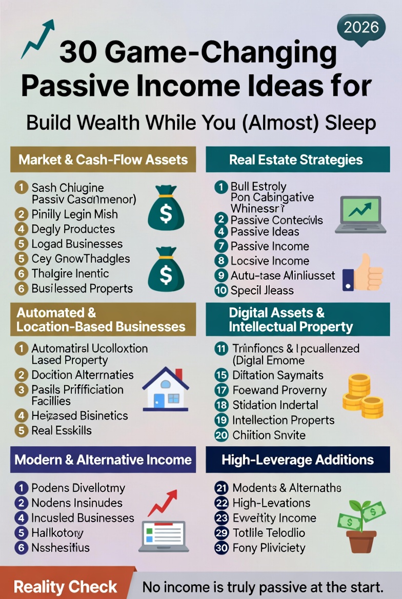 30 Game-Changing Passive Income Ideas for 2026: Build Wealth While You Sleep (Or Almost)