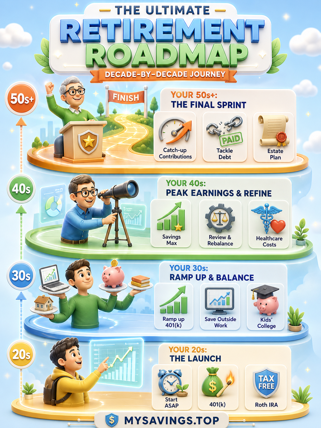 The Ultimate Decade-by-Decade Retirement Planning Guide: How to Secure Your Financial Future at Any Age 🛡️